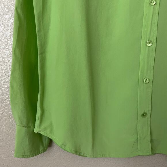 Equipment Shirt Womens Small Green Silk Button Up Long Sleeve Preppy Office - Picture 5 of 13